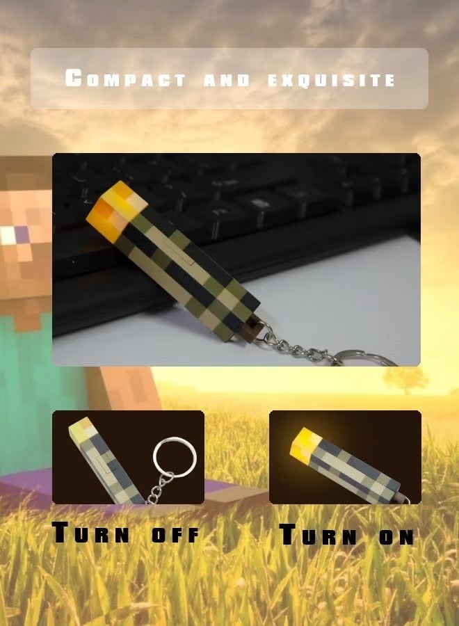 Minecraft Torch LED Keychain Night Light – Single Color USB Rechargeable Mini Torch Key Ring, Portable Bedside Lamp for Kids & Gaming Room Decor - Image 3